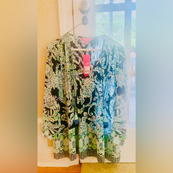 LILLY PULITZER Marilina High Tide Navy Scuba Doo Engineered Tunic (M) *NWT!👗🔖* - Picture 5 of 16